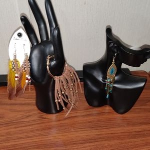 NWT--- 3 Pair of Bohemian Earrings.